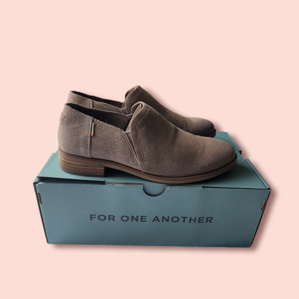 TOMS Women's Gray Suede Shaye Low Booties Size 5